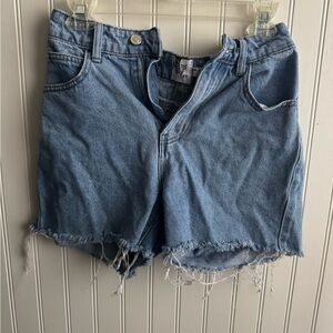 Princess Polly Blue Jean Shorts Frayed Hem